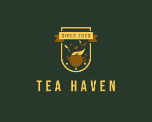 Organic Tea Kettle Badge logo design