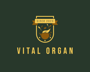 Organic Tea Kettle Badge logo design