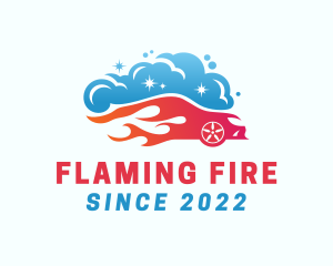 Flaming - Flaming Car Wash Cleaning logo design
