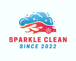 Cleaning - Flaming Car Wash Cleaning logo design