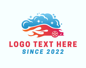 Clean - Flaming Car Wash Cleaning logo design