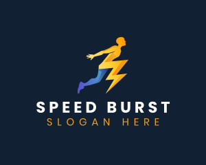 Human Lightning Bolt logo design