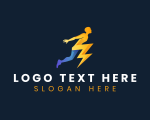 Running - Human Lightning Bolt logo design