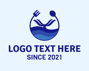 Cafeteria - Ocean Whale Cutlery logo design