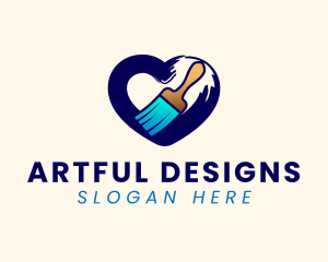 Heart Brush Painting logo design