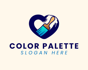 Coloring - Heart Brush Painting logo design