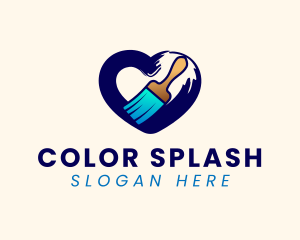 Heart Brush Painting logo design