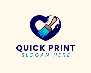 Heart Brush Painting logo design