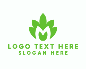 Vegetarian - Green Plant Letter M logo design