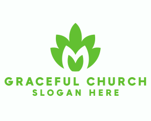 Succulent - Green Plant Letter M logo design