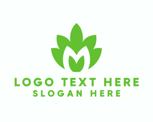 Herbal - Green Plant Letter M logo design