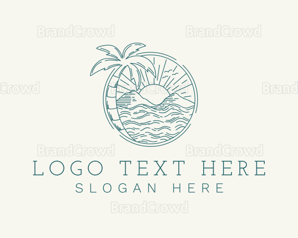 Sunset Tropical Beach Logo