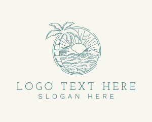 Tourist - Sunset Tropical Beach logo design