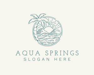 Sunset Tropical Beach  logo design