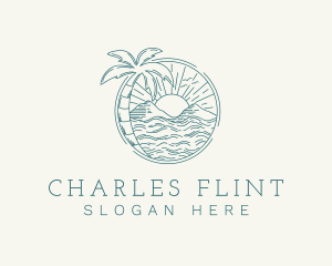 Sunset Tropical Beach  logo design