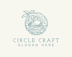 Sunset Tropical Beach  logo design