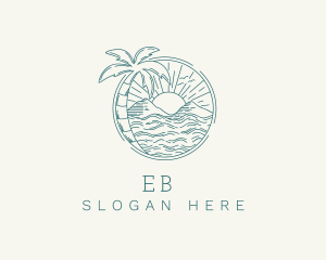 Sea - Sunset Tropical Beach logo design