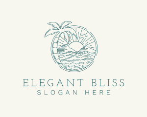 Holiday Getaway - Sunset Tropical Beach logo design