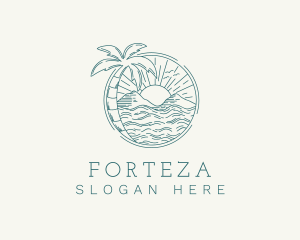 Sunset Tropical Beach  logo design