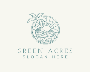 Sunset Tropical Beach  logo design