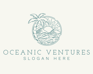 Sunset Tropical Beach  logo design