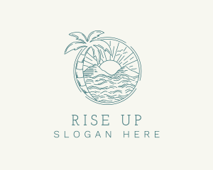 Sunset Tropical Beach  logo design