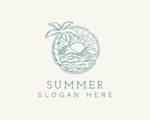 Sunset Tropical Beach  logo design