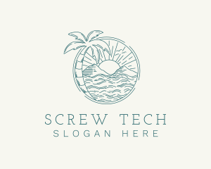 Sunset Tropical Beach  logo design