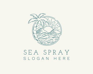 Sunset Tropical Beach  logo design