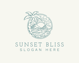 Sunset - Sunset Tropical Beach logo design