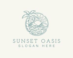 Sunset Tropical Beach  logo design
