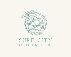 Sunset Tropical Beach  logo design