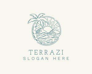 Sunset Tropical Beach  logo design