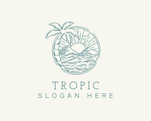 Sunset Tropical Beach  logo design