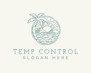 Sunset Tropical Beach  logo design