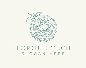 Sunset Tropical Beach  logo design