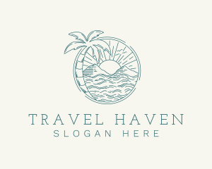 Tourist - Sunset Tropical Beach logo design