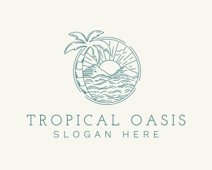 Tropical - Sunset Tropical Beach logo design