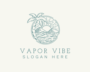 Sunset Tropical Beach  logo design