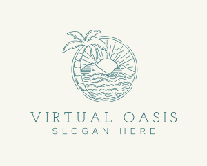 Sunset Tropical Beach  logo design