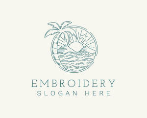 Sunset Tropical Beach  logo design