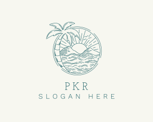 Sunset Tropical Beach  logo design