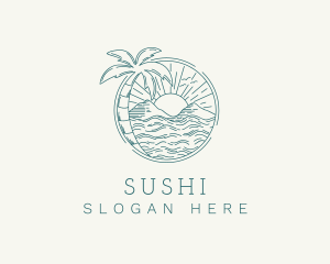 Sunset Tropical Beach  logo design