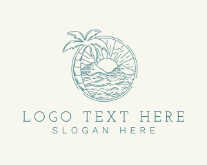 Hawaii - Sunset Tropical Beach logo design