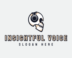 Skull Headphones Broadcast logo design