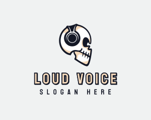 Skull Headphones Broadcast logo design