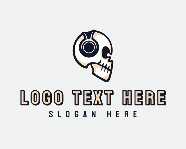 Dj - Skull Headphones Broadcast logo design