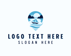 Location Pin - Boat Travel Getaway logo design