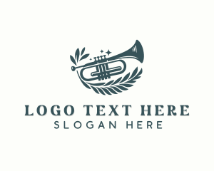 Vinyl Disk - Trumpet Musical Performer logo design