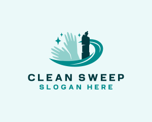 Sweeping - Cleaning Gloves Sprayer Sanitation logo design